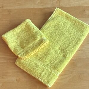 VTGTastemaker Ultra Touch Yellow Solid Textured Towel Set2pc HandTowel/Washcloth